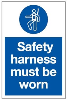 picture of Safety Harness Must be Worn Sign - 200 x 300Hmm - Rigid Plastic - [AS-MA126-RP]