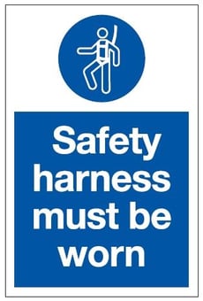 picture of Safety Harness Must be Worn Sign - 200 x 300Hmm - Rigid Plastic - [AS-MA126-RP]