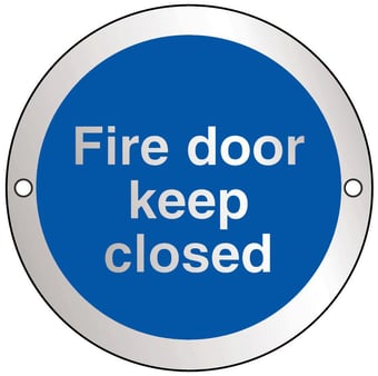picture of Fire Door Keep Closed - BS5499 Part 1 & 5 - 75mm Dia - Aluminium - [AS-SAT31-ALU]