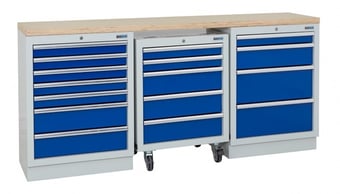 picture of BiGDUG 2041mm Wide Workbench - 1x Roll Cabinet - 7 Drawer Cabinet - 4 Drawer Cabinet - Multiplex - [BDU-TGC5R3GBM]