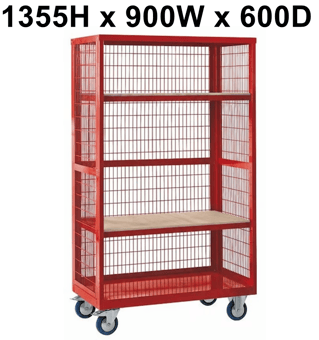 picture of QMP Boxwell Trolley Without Doors - Red - Plywood - 1355H x 900W x 600D - [QM-XW139060PRXX] - (LP)