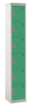 picture of QMP Standard Locker - 6 Compartment - Green Doors - 1800H x 300W x 300D mm - [QM-LS1830306GXX]