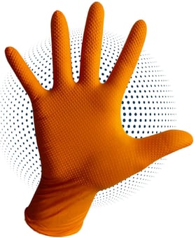 picture of Supreme TTF Diamond Grip Orange Disposable Gloves - Nitrile - Powder-Free -  Box of 50 Pieces - HT-TG140