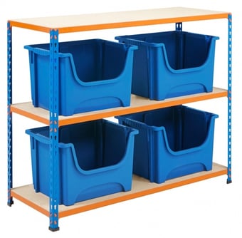 picture of BiG340 Value Large Stacking Pick Bin Kit - 915h x 1220w x 455d mm - 4x Blue Bins - [BDU-CPBK1BL]