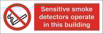 Picture of Smoke Detectors Operate in Building Sign - 300 X 100Hmm - Rigid Plastic - [AS-PR318-RP]