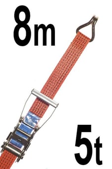 picture of LashKing - 50mm Ratchet Lashing Assemblies ( 8m ) With Claw Hooks - Heavy Duty Strap - 2500 daN, 5000 daN, 5t - [GT-RLO5T8] - (HP)