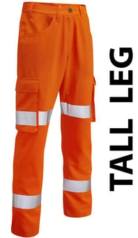 picture of Yelland - Hi-Vis Orange Poly/Cotton Cargo Trouser - Tall Leg - LE-CT03-O-T