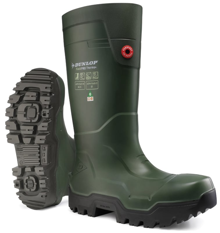 Dunlop Purofort Fieldpro Thermo+ Full Safety Wellington S5L CI CR SR - Green - BE-LP8KL01 - (LP)