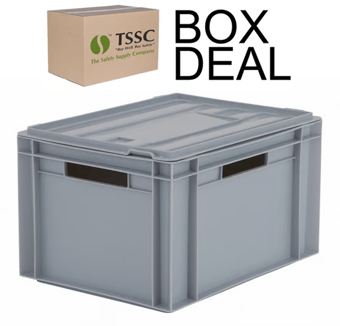 picture of BiGDUG Euro Stacking Box with Hinged Lid - 235h x 300w x 400d mm - 20L - Grey - Box Deal of 10 - [IH-BDU-BNB4322LG] - (LP)