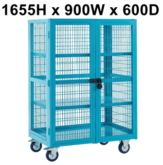 picture of QMP Boxwell Trolley With Doors - Light Blue - Steel - 1655H x 900W x 600D - [QM-XD169060MUXX] - (LP)