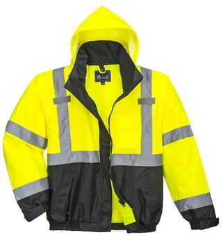 Picture of Portwest - Yellow/Black Hi-Vis Premium 3-in-1 Bomber Jacket - PW-S365YBR
