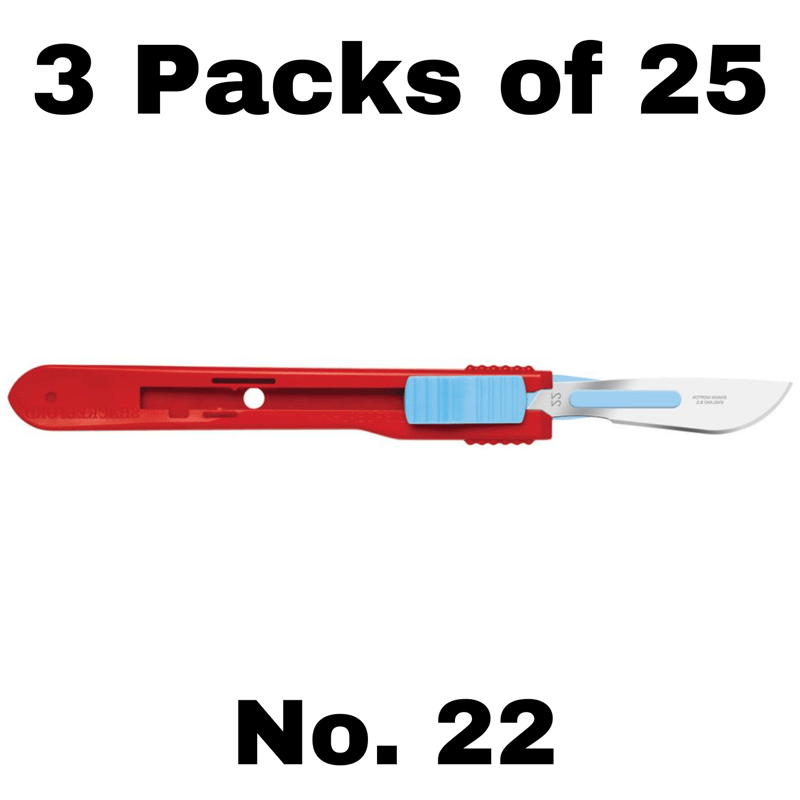 picture of Single Use - Swann Morton Retractable Sterile Scalpel No. 22 - 3 Packs of 25 - [ML-W828-PACK]