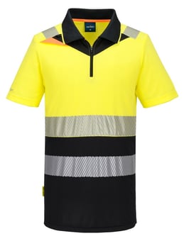 picture of Portwest DX435 - DX4 Hi-Vis Zip Class 1 Polo Shirt S/S - Yellow/Black - PW-DX435YBR