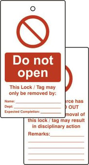 Picture of Spectrum Lockout Tags - Do not open - (Double Sided 10 pack) - SCXO-CI-LOK05