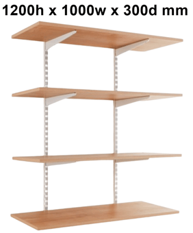 picture of BiGDUG Garage Wall Mounted Shelving Kit - 1200h x 1000w x 300d mm - 4 Oak Melamine Levels - [BDU-TSW1234OG]