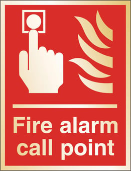 picture of Prestige Fire Alarm Call Point Sign - Gold Effect - 100 x 150Hmm - 1.5mm Aluminium - [AS-GOLD1-ALU]