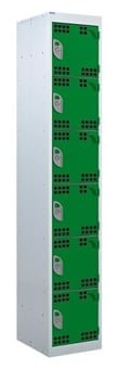 picture of QMP Tool Charging Locker - Perforated Door - RCD Plug - 6 Compartment - Green - 1800H x 450W x 450D mm - [QM-BR1845456GPX]