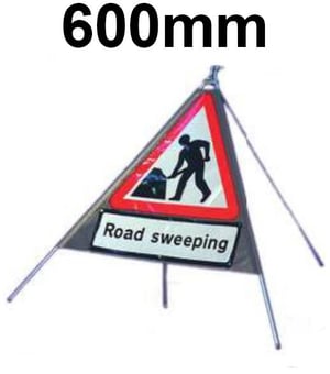 picture of Roll-up Traffic Signs - Road Sweeping - Class 1 Ref BSEN 1899-1 2001 - 600mm Tri. - Reflective - Reinforced PVC - [QZ-7001.600.EF-V.600.RSWE]