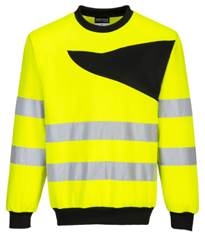 picture of Portwest PW277 - PW2 Hi-Vis Crew Neck Sweatshirt Yellow/Black - PW-PW277YBR