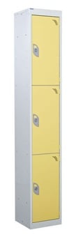 picture of QMP Standard Locker - 3 Compartment - Yellow Doors - 1800H x 300W x 300D mm - [QM-LS1830303YXX]