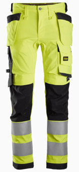 picture of Snickers Class 2 Stretch Holster Pocket Trousers - High Vis Yellow/Black - SW-6243-6604