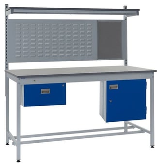 Picture of Square Tube Workbench - Laminate Top - 840H x 1200W x 750D mm - Single Drawer, Louvre Panel - [QM-BQ841275PX5A]