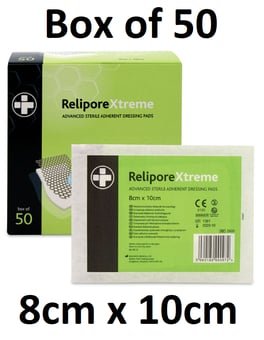 picture of Relipore Xtreme - Adhesive Dressing Pads Sterile - 8cm x 10cm - Box of 50 - [RL-2600]