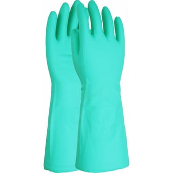 picture of Premium Green Chemical Resistant 18 inch Unlined Nitrile Gauntlet - UC-RNU22