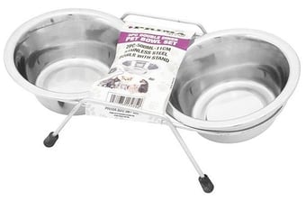 Picture of Prima Stainless Steel Double Diner Pet Bowl Set 3pc 500ml - [PD-17275C]
