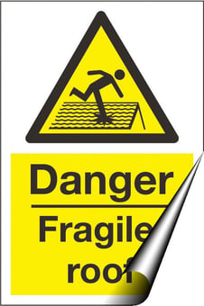 picture of Danger Fragile Roof Sign - 200 x 300Hmm - Self Adhesive Vinyl [AS-WA47-SAV]