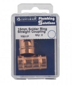 Picture of 15mm Solder Ring Copper Straight Coupling (Pack of 2) - CTRN-CI-YS01P