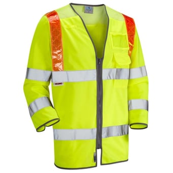 picture of Taddiport - Yellow Hi-Vis Orange Brace 3/4 Sleeve Waistcoat - LE-S14-Y