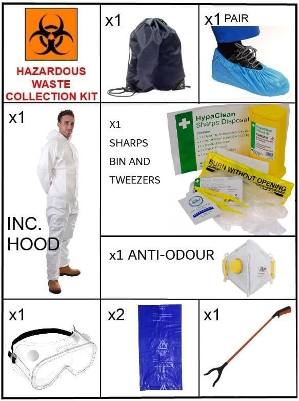 picture of Hazardous Waste Collection Safety Kit - In Handy Pull String Bag - [IH-HAZCK]