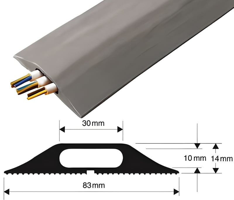 Vulcascot Superior Office Floor Cable Protector - 30 x 10 mm Channel - Grey - Price per meter - [VS-TYPB-GR]