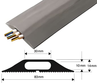 picture of Vulcascot Superior Office Floor Cable Protector - 30 x 10 mm Channel - Grey - Price per meter - [VS-TYPB-GR]