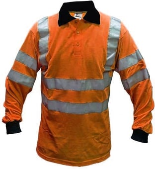 Picture of Hi Vis Orange Fire Retardant Long Sleeve Polo - YA-GFRAS01-OR