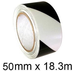 Picture of Black & White Photoluminescent Egress Glow in the Dark Hazard Marking Tape - 50mm x 18.3m Roll [HE-H3403EH-(50)]