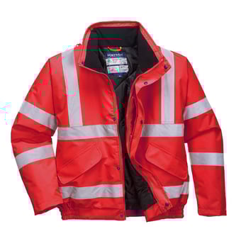 picture of Portwest - S463 - Red Hi-Vis Bomber Jacket - PW-S463RER