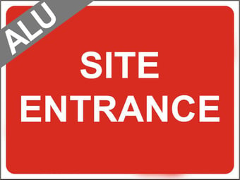 picture of Temporary Traffic Signs - Site Entrance - Class 1 Ref BSEN 12899-1 2001 - 600 x 450Hmm - Reflective - 1mm Aluminium - [AS-ZT39-ALU]