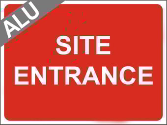 picture of Temporary Traffic Signs - Site Entrance - Class 1 Ref BSEN 12899-1 2001 - 600 x 450Hmm - Reflective - 1mm Aluminium - [AS-ZT39-ALU]