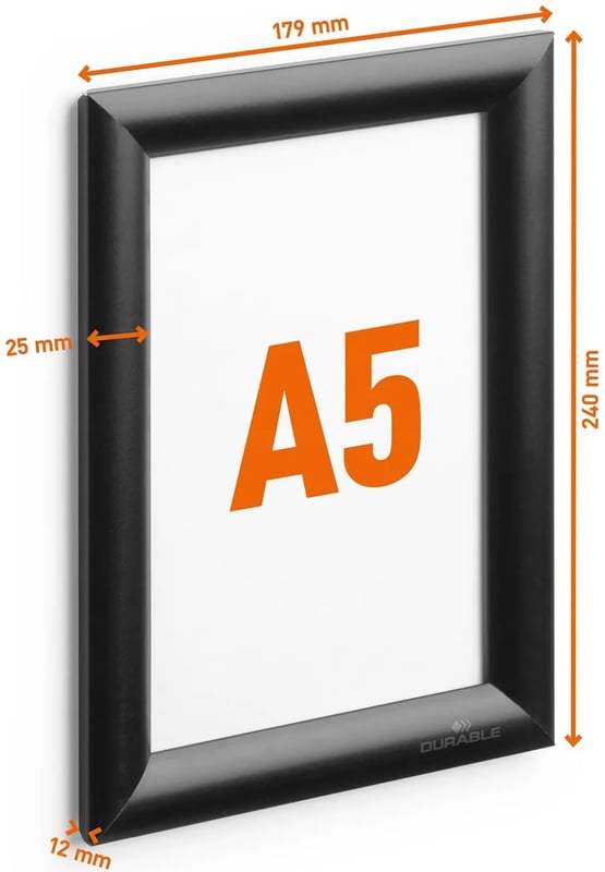 Durable DURAFRAME® Snap A5 Display Frame - Black - 179 x 240mm - [DL-499601] - (DISC-W)