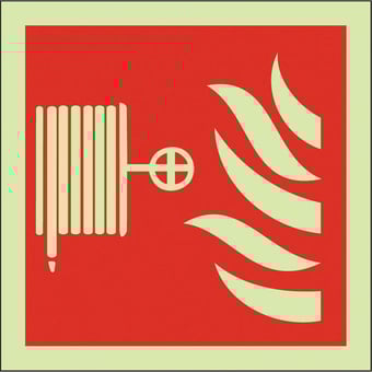 picture of Photoluminescent Fire Hose Reel Symbols Sign - 150 X 150Hmm - Self Adhesive Rigid Plastic - [AS-PH43-SARP]