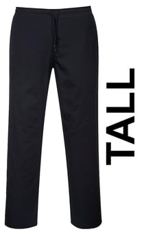 picture of Portwest Polycotton Drawstring Trousers - Black - Tall Leg - PW-C070BKT