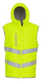 Picture of YOKO Hi-Vis Yellow Kensington Hooded Gilet - EN ISO 20471 Class 2 - YO-HV007-YEL