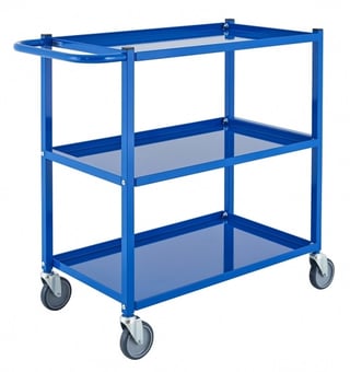 picture of BiGDUG Essentials Steel Tray Trolley - 830h x 715w x 430d mm - Blue - 3 Shelves - [BDU-BDEKSTT3] - (LP)