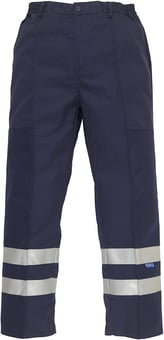 picture of Yoko Reflective Polycotton Ballistic Trousers Regular Leg Navy Blue - YO-BS015T-R-NVY