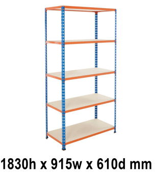 picture of BiGDUG BiG200 Shelving 5 Levels - Chipboard Shelves - 1830h x 915w x 610d mm - 200kg UDL - [BDU-B21809065BO]