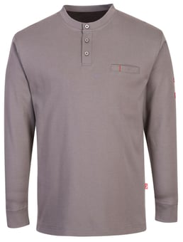 Picture of Portwest - FR32 - Bizflame Knit FR Anti-Static Henley - Cotton - 237g - Grey - PW-FR32GRR