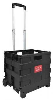 Picture of Tekbox Folding Shopping Cart Trolley Storage Box Crate with Wheels - [TKB-SHP-BOX-TRL-S-BLA]