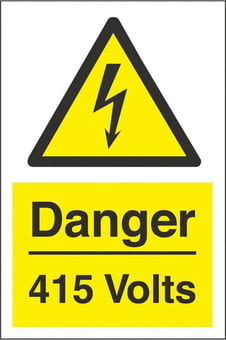 Picture of Danger 415 Volts Sign LARGE - 400 x 600Hmm - Rigid Plastic - [AS-WA10-RP]